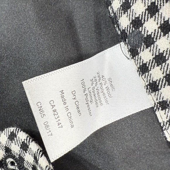 Talbots Pants Womens 8 Black White Checked Dot Wool Blend Cropped Bow Hem Dressy - Picture 10 of 12